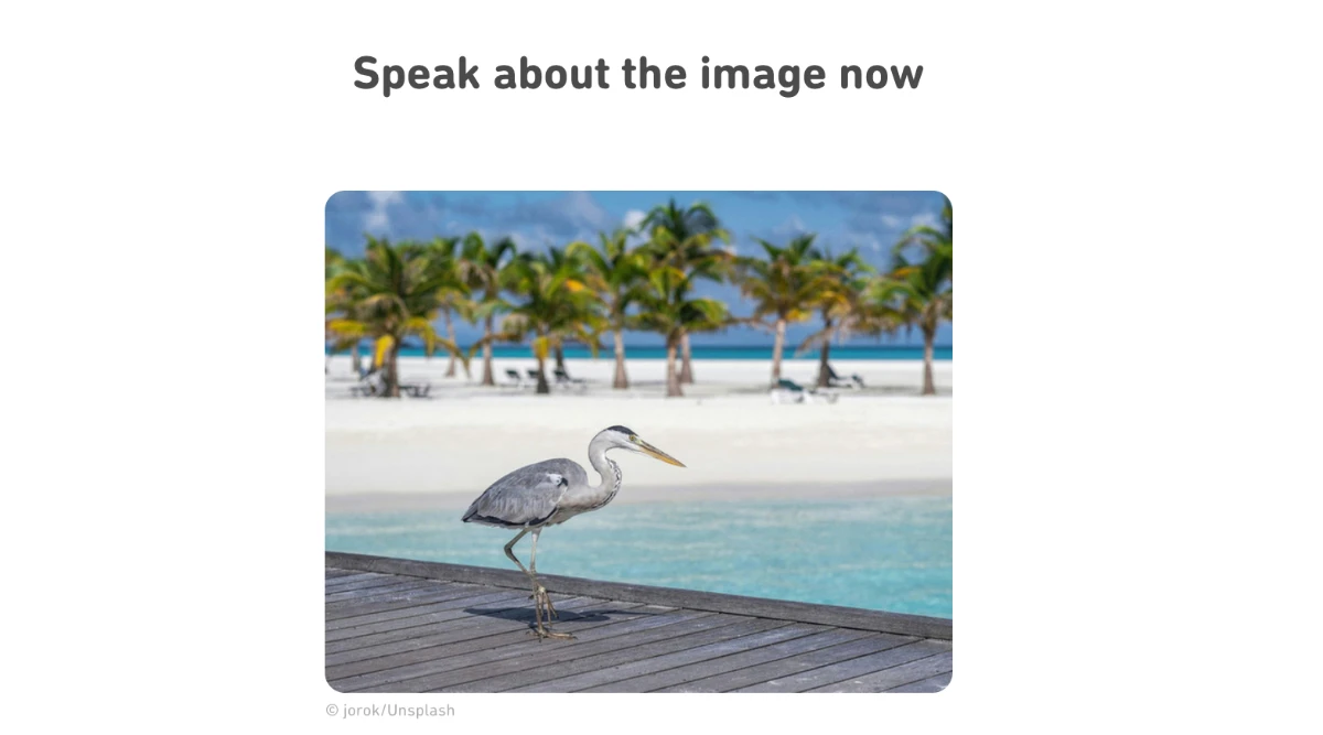 Speak about the Photoのサンプル問題。写真について90秒で話す