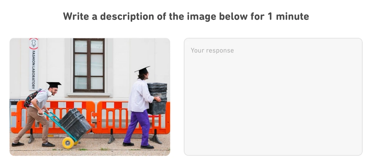 Write about the Photoのサンプル問題。写真について60秒で英文を書く